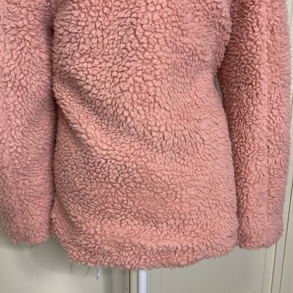 Topshop Women’s Borg Zip Up Teddy Sherpa Jacket Coat Pink Sz 6 Oversized Cuddly - Picture 10 of 12